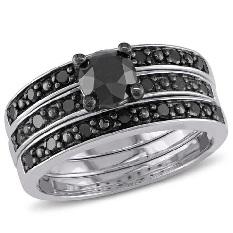 Black Diamond 3-Piece Bridal Ring Set
