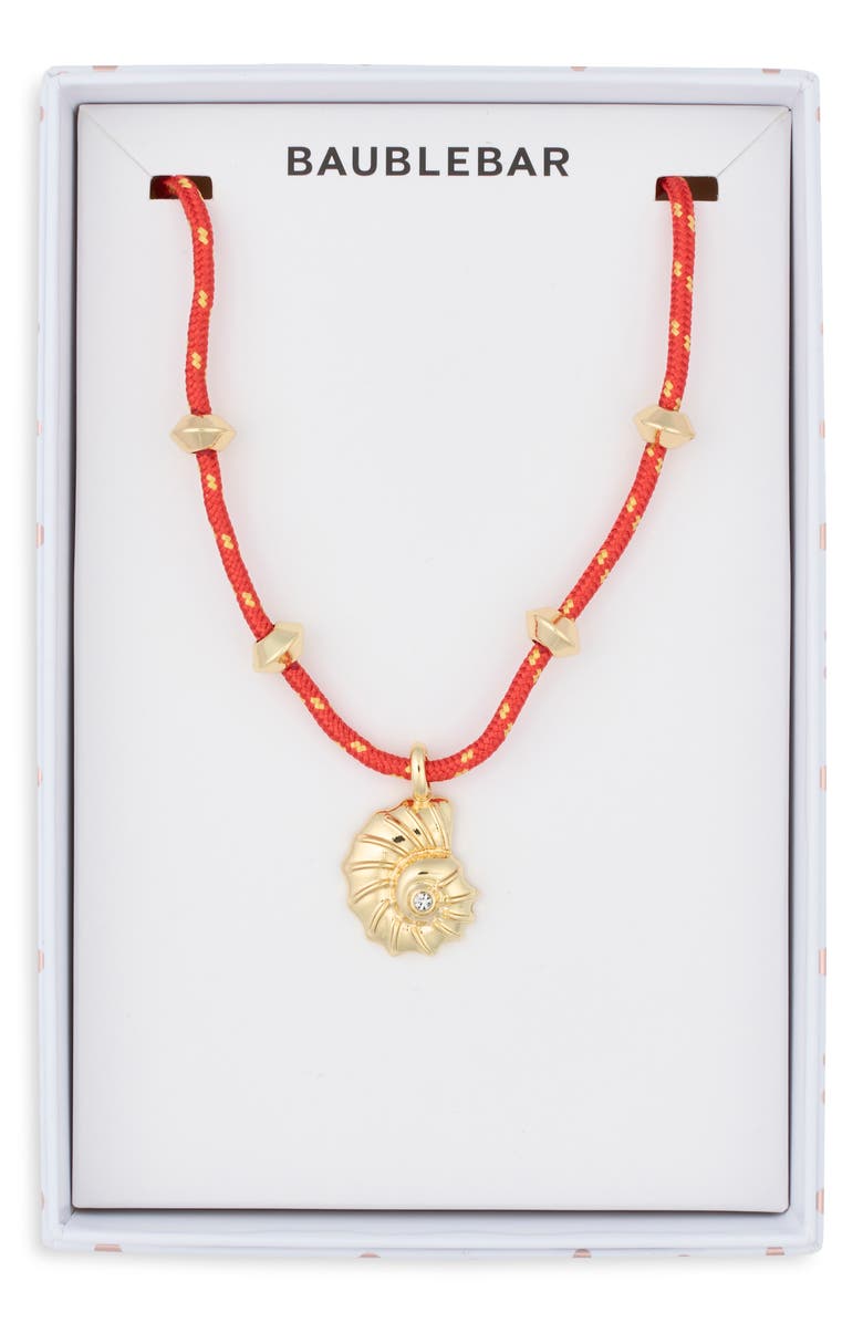 BaubleBar Join the New Wave Shell Pendant Necklace, Main, color, Red