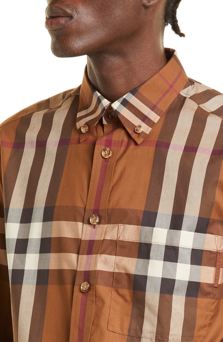Burberry Men's Causton Contrast Check Button-Down Shirt, Alternate, color, 