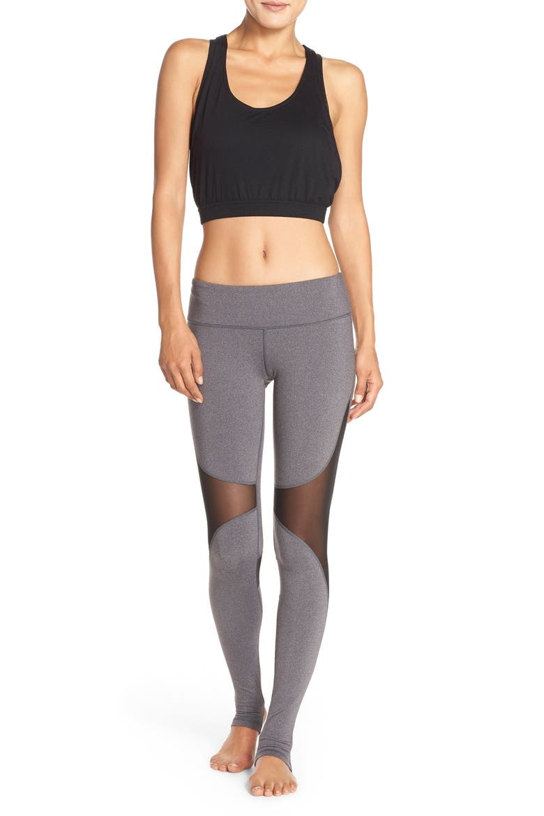 Coast High Waist Stirrup Leggings, Alternate, color, STORMY HEATHER/ BLACK