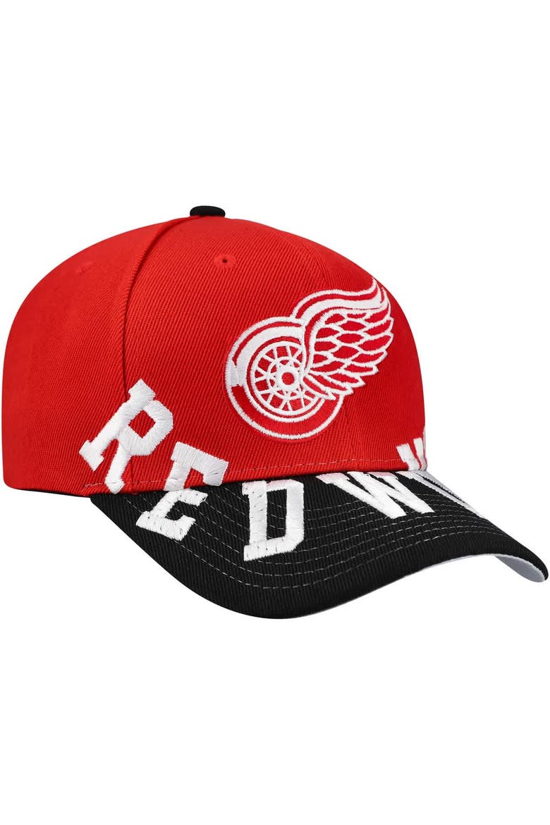 Men's Mitchell & Ness Red/Black Detroit Red Wings Underarch Two-Tone Pro Crown Snapback Hat, Alternate, color, Red