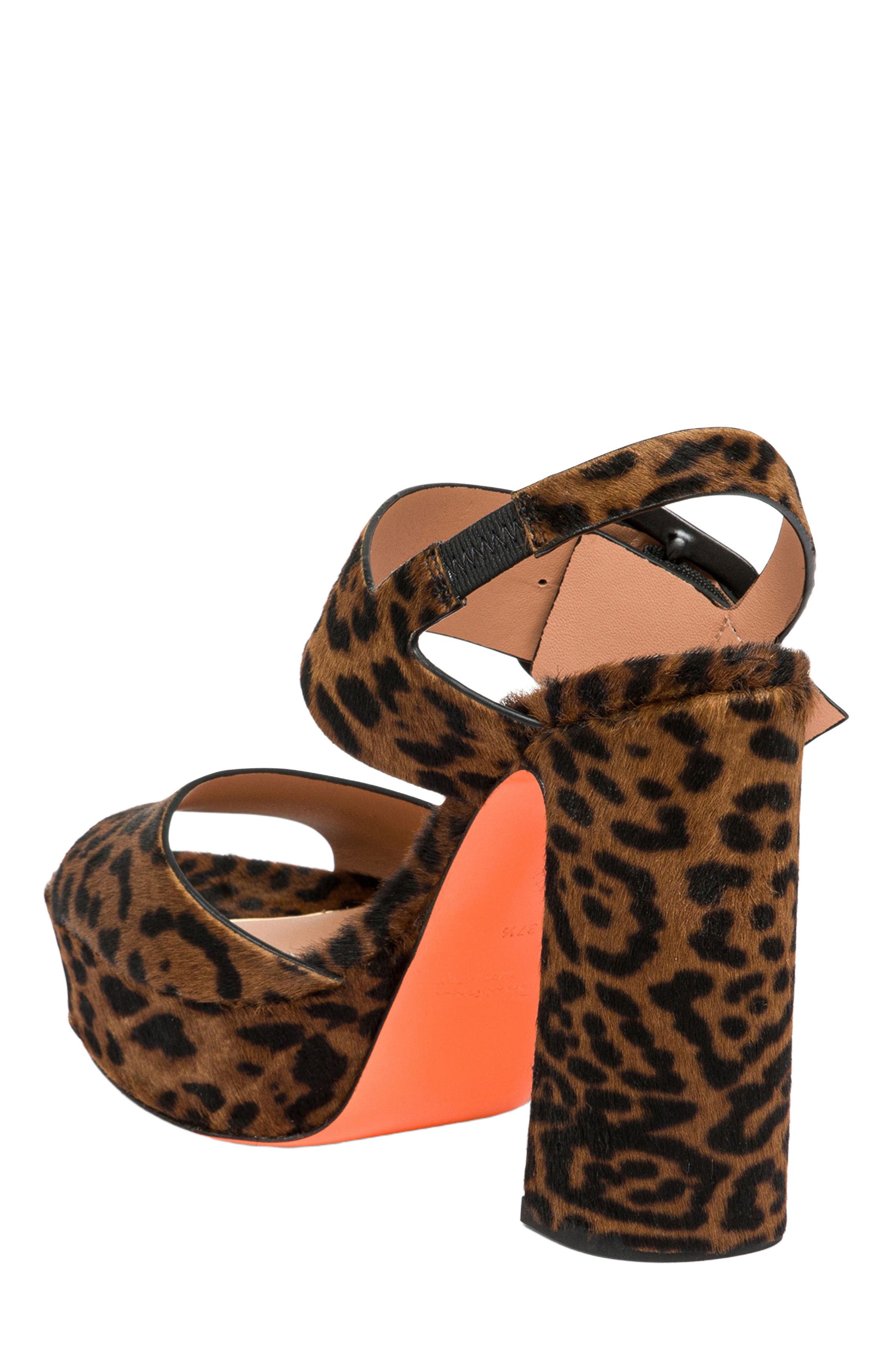 Santoni Animal-print cavallino sandal, Alternate, color, Brown