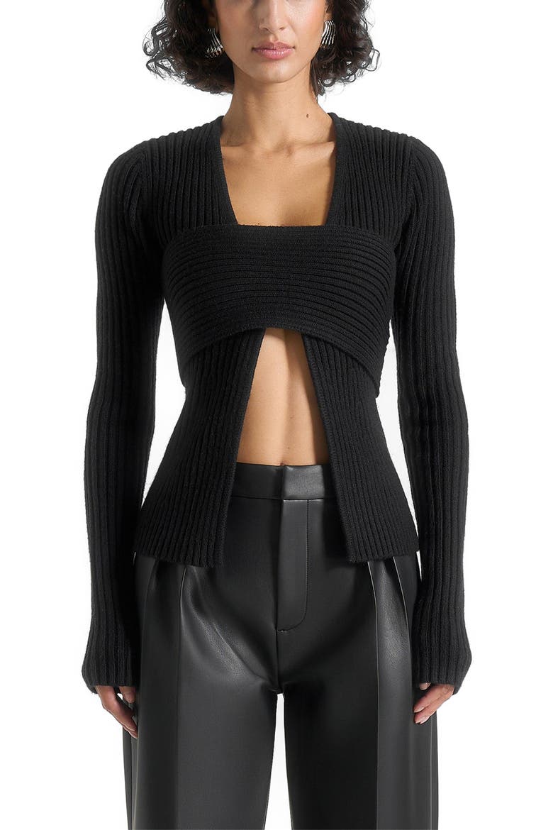 Marisa 2-In-1 Knit Bandeau Cardigan, Main, color, Black