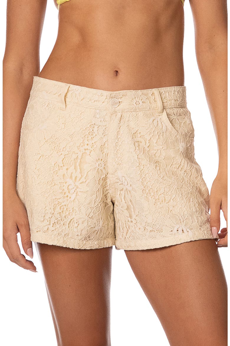 White Petal Apoli Shorts Cover-Up, Main, color, LIGHT BEIGE