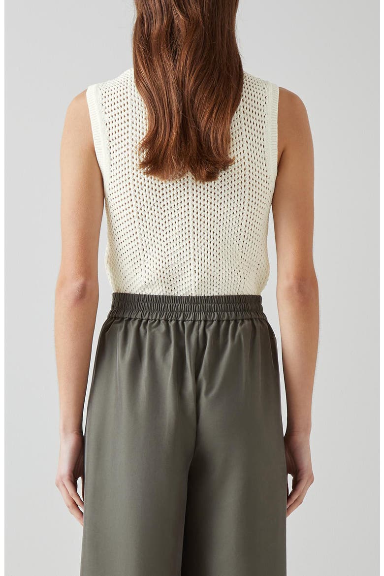 Ava Open Stitch Sleeveless Cotton Blend Sweater, Alternate, color, WHITE