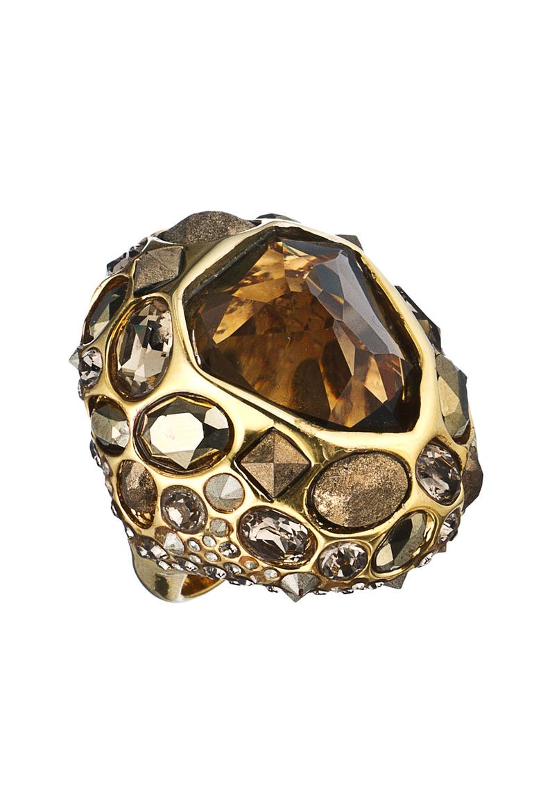 'Miss Havisham - Drusy' Droplet Ring, Main, color, GOLD/ SMOKY QUARTZ