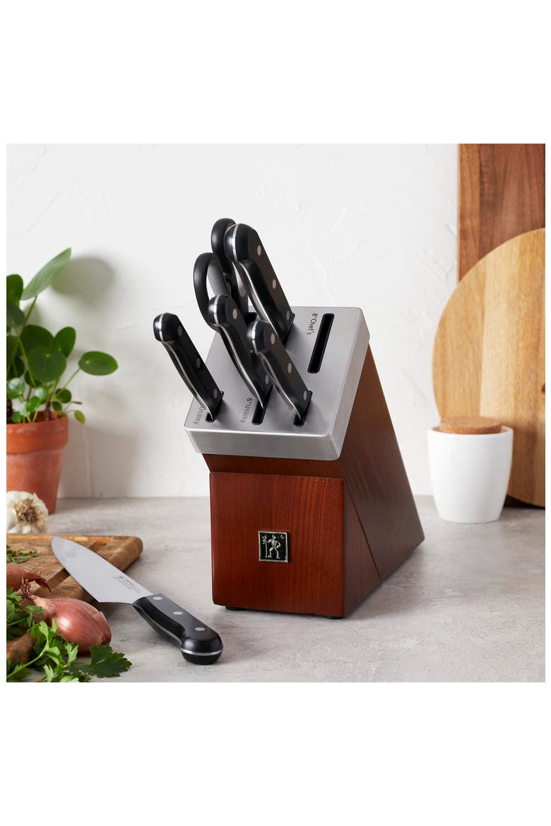 Solution 7-Piece Self-Sharpening Knife Block Set, Alternate, color, BLACK