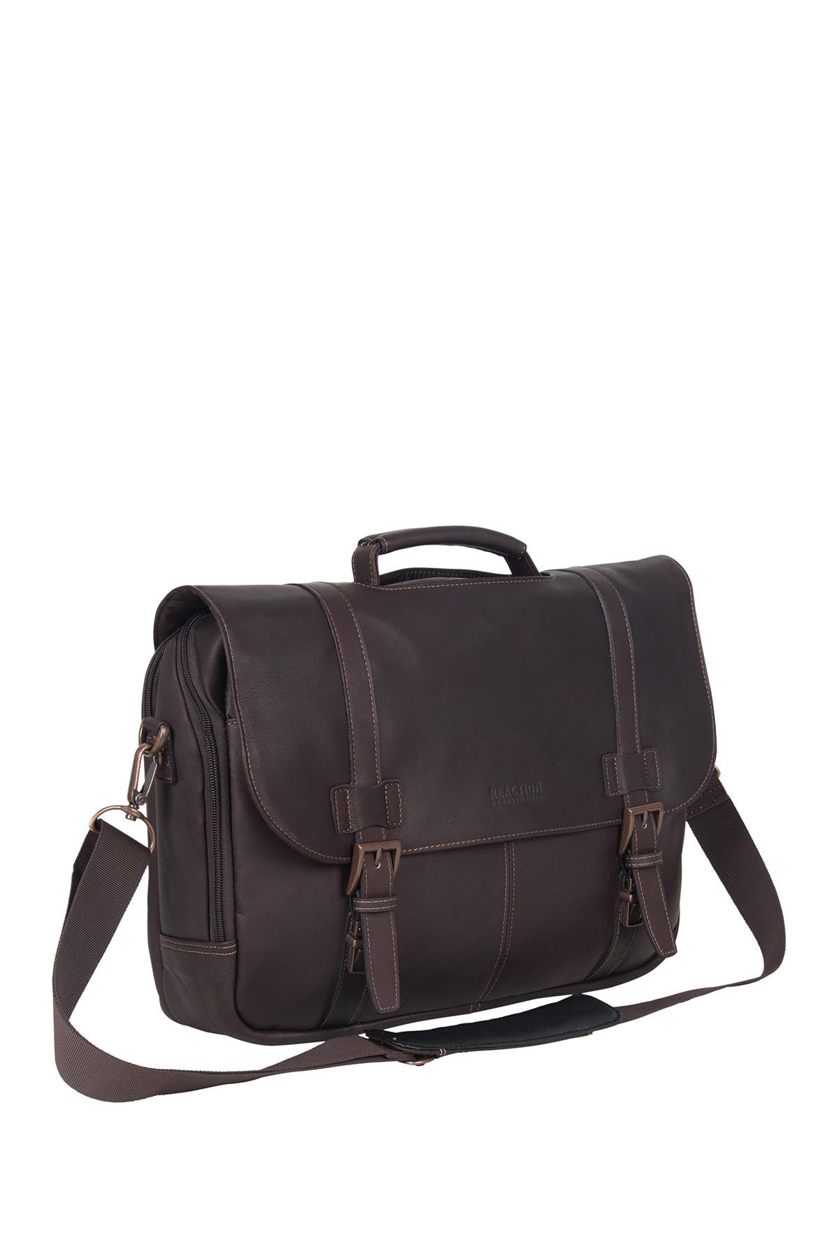 Kenneth Cole Colombian Leather 16” Laptop Computer Portfolio Messenger Briefcase, Alternate, color, 
