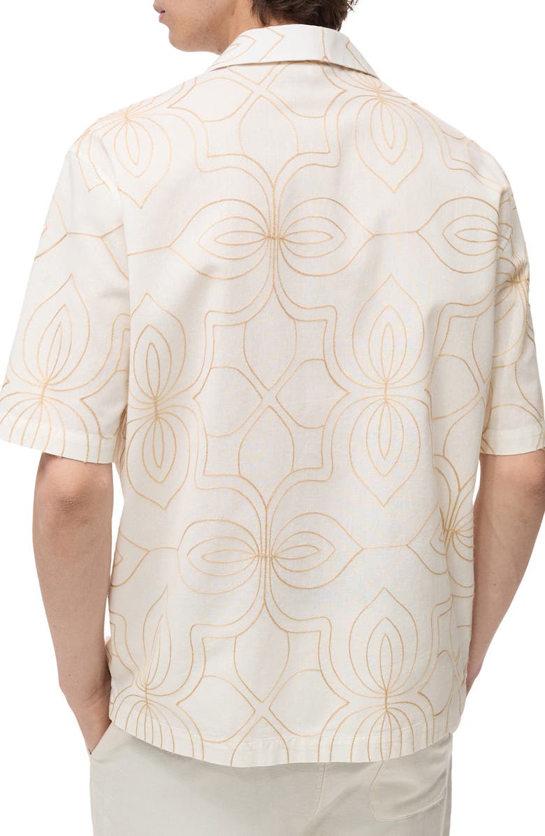 MANGO Embroidered Cotton Camp Shirt, Alternate, color,