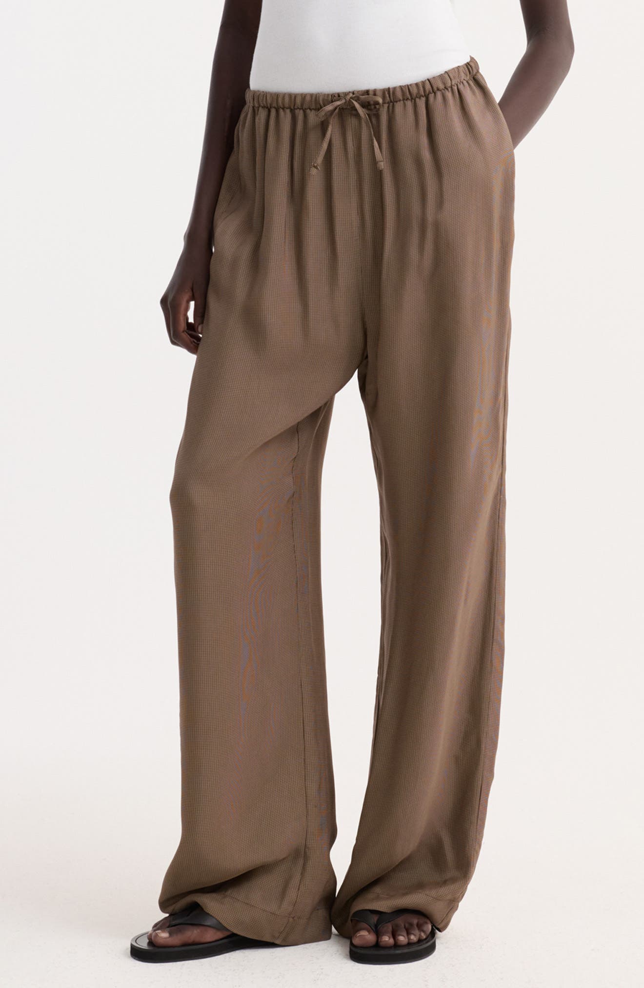 Mini Check Relaxed Drawstring Pants