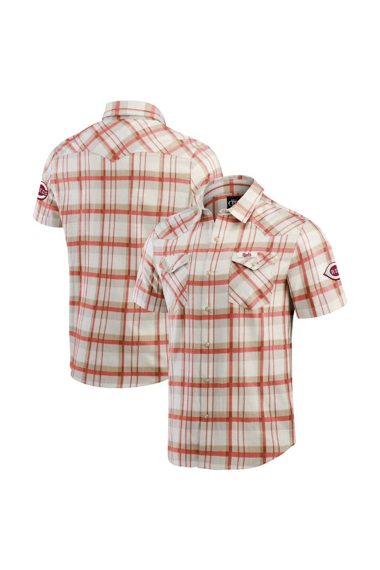 Men's Darius Rucker Collection by Fanatics Red Cincinnati Reds Plaid Full-Snap Shirt, Main, color, Red