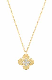 EFFY 14K Gold Plated Sterling Silver Diamond Flower Pendant Necklace