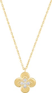 EFFY 14K Gold Plated Sterling Silver Diamond Flower Pendant Necklace