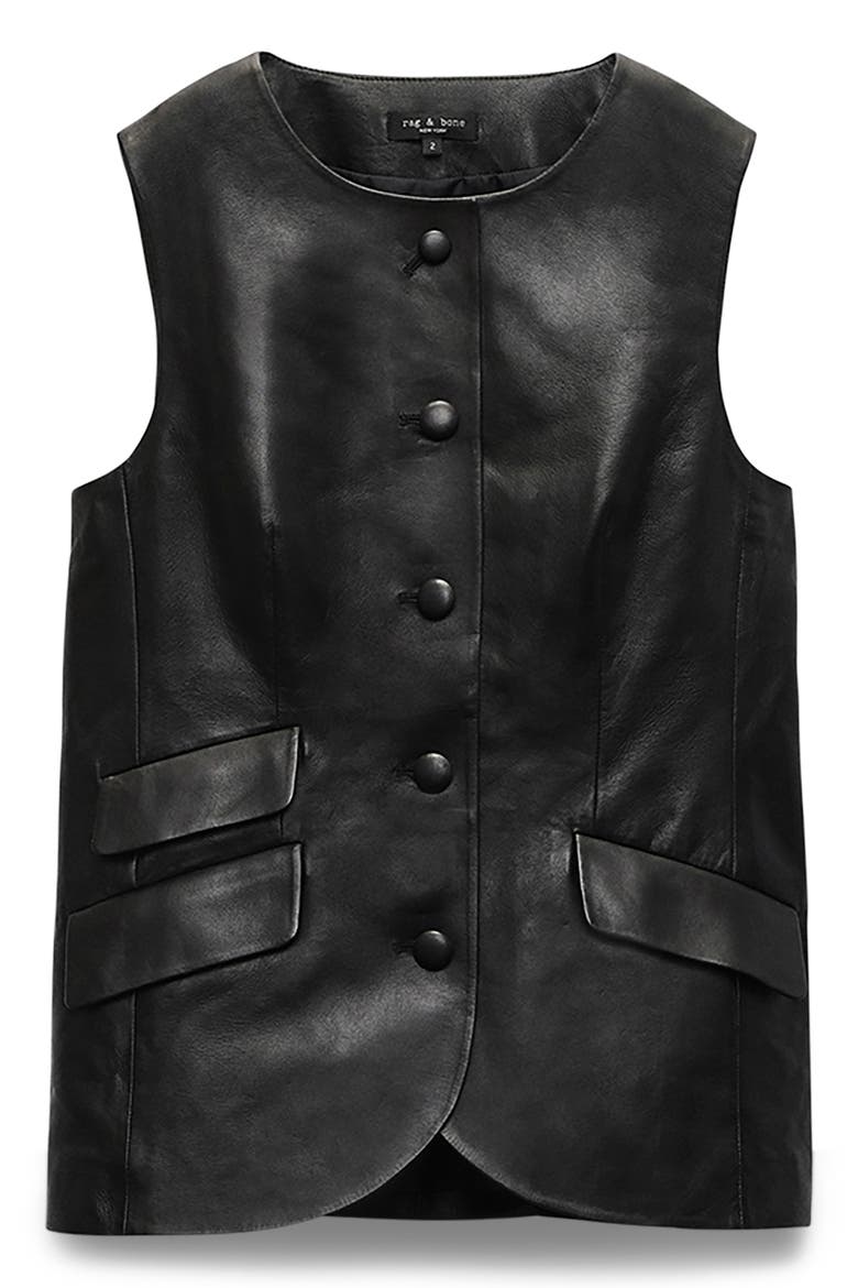 Slade Leather Vest, Alternate, color, BLACK