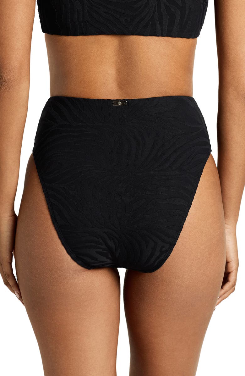 Lauren Ralph Lauren Modern High Waist Bikini Bottoms, Alternate, color, Black