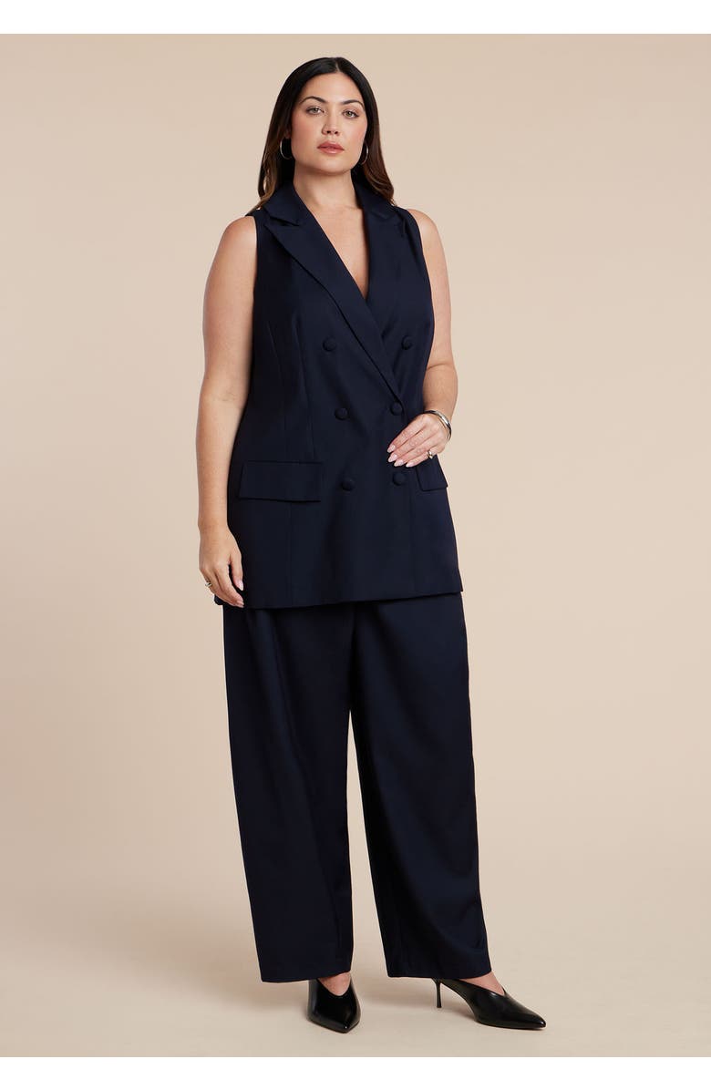 ELOQUII Long Tailored Vest, Alternate, color, Navy