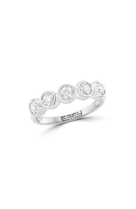 Sterling Silver Diamond Five-Stone Ring