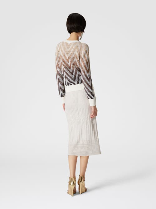 Missoni Multi-processed Lamé Viscose Midi Skirt In White & Gold