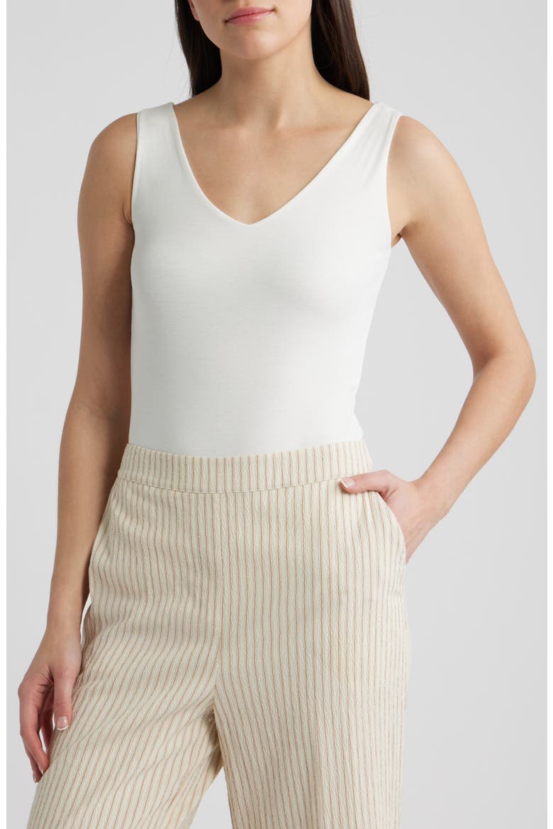 V-Neck Bodysuit, Main, color, BRIGHT WHITE