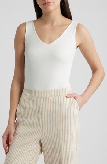 Bernardo V-neck Bodysuit In White