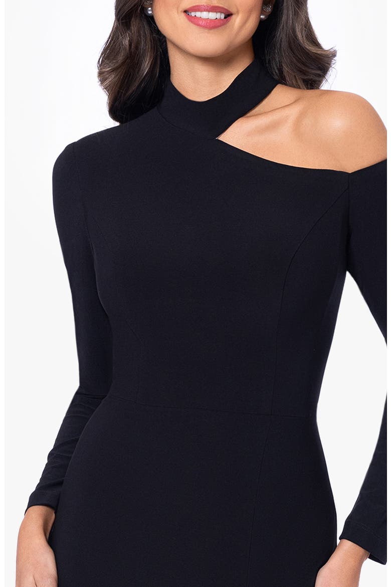 Cutout Shoulder Long Sleeve Gown, Alternate, color, BLACK/ NUDE