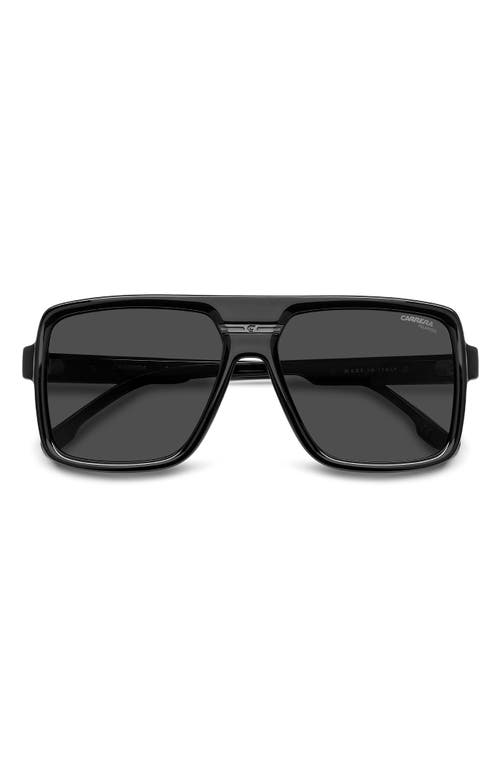 Carrera Eyewear Victory 58mm Rectangular Flat Top Sunglasses In Ruthenium Black/grey Polar