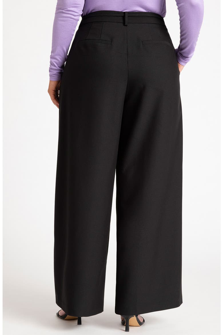 Wide Leg Pleated Trouser With Long Belt, Alternate, color, BLACK ONYX