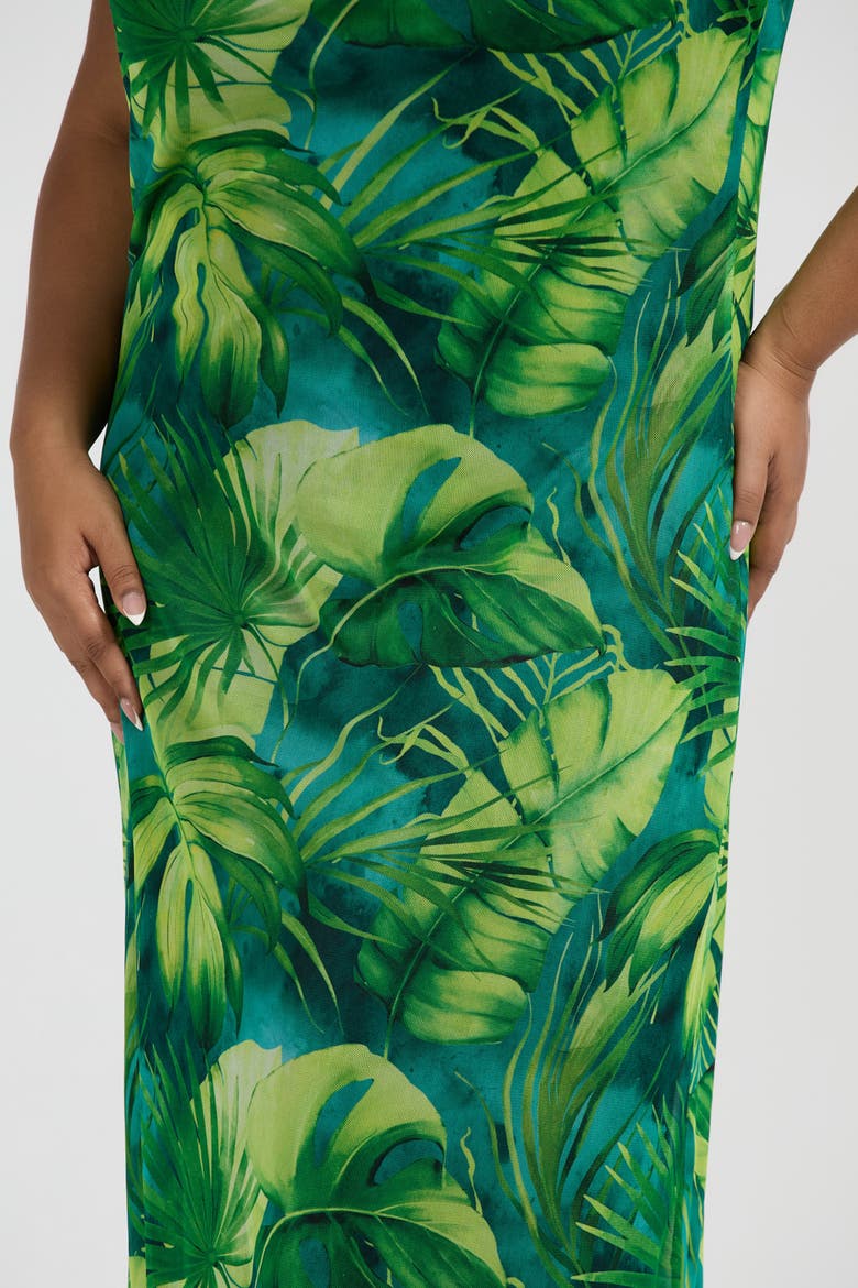 Print Trim Maxi Dress, Alternate, color, Green