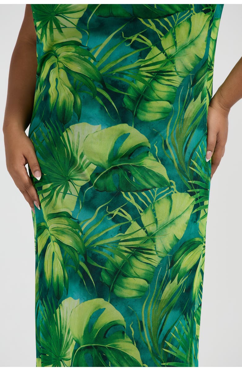 FASHION-SZN CURVE Print Trim Maxi Dress, Alternate, color, Green