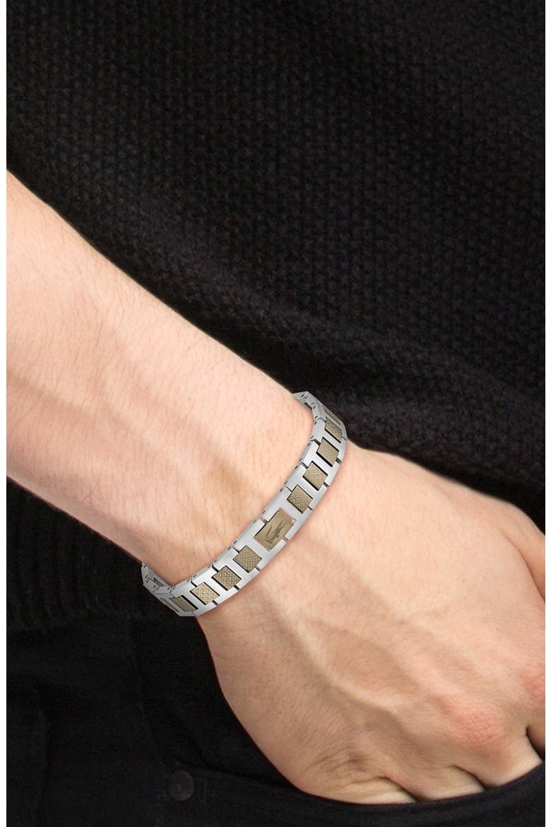 Men's Metropole Metal Link Bracelet, Alternate, color, SILVER / KHAKI