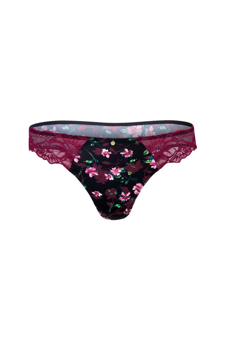 Aleena Thong Panties, Alternate, color, Floral black