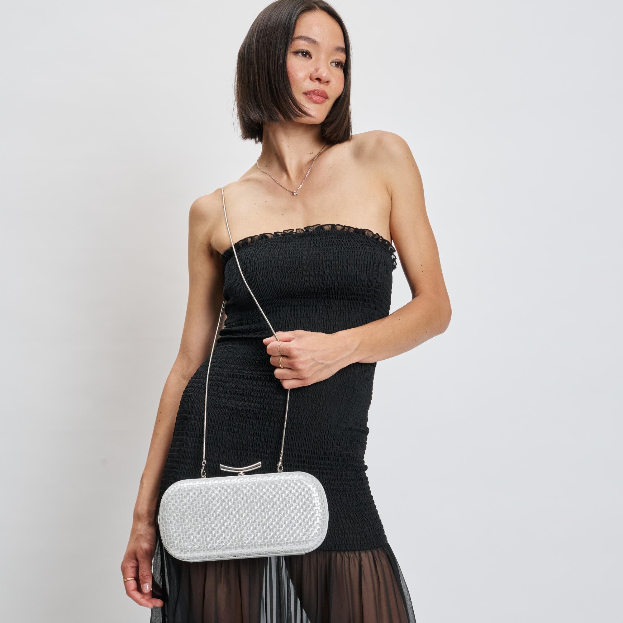 MODA LUXE Victoria Evening Bag, Alternate, color, Silver