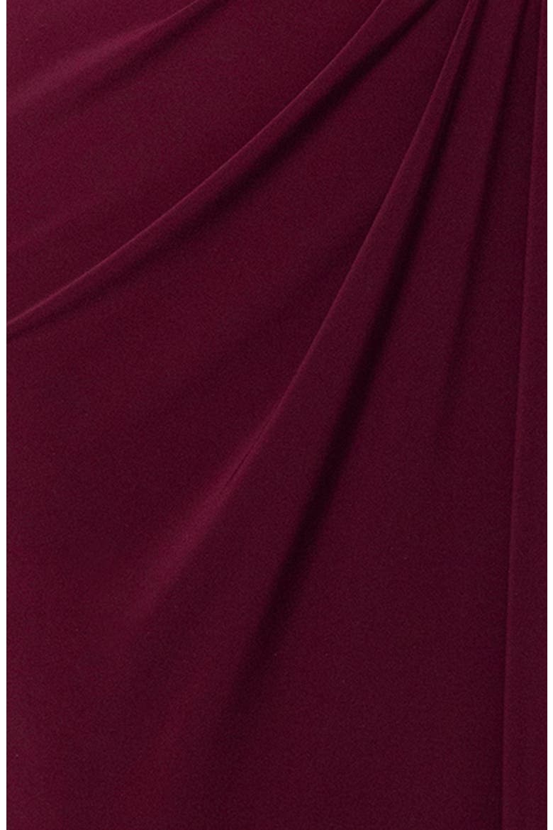 Ruffle Long Sleeve Sheath Gown, Alternate, color, WINE