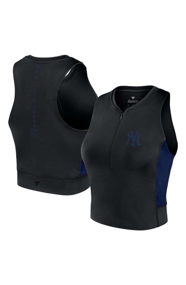 Fanatics Signature Women's Fanatics Signature Black New York Yankees Studio Half-Zip Fitted Gym Tank Top, Main, color, Black