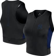 Fanatics Signature Women's Fanatics Signature Black New York Yankees Studio Half-Zip Fitted Gym Tank Top