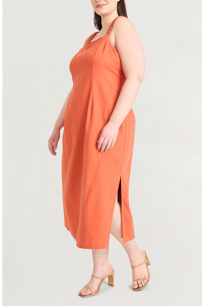 Linen Blend Midi Dress, Alternate, color, BRUSCHETTA