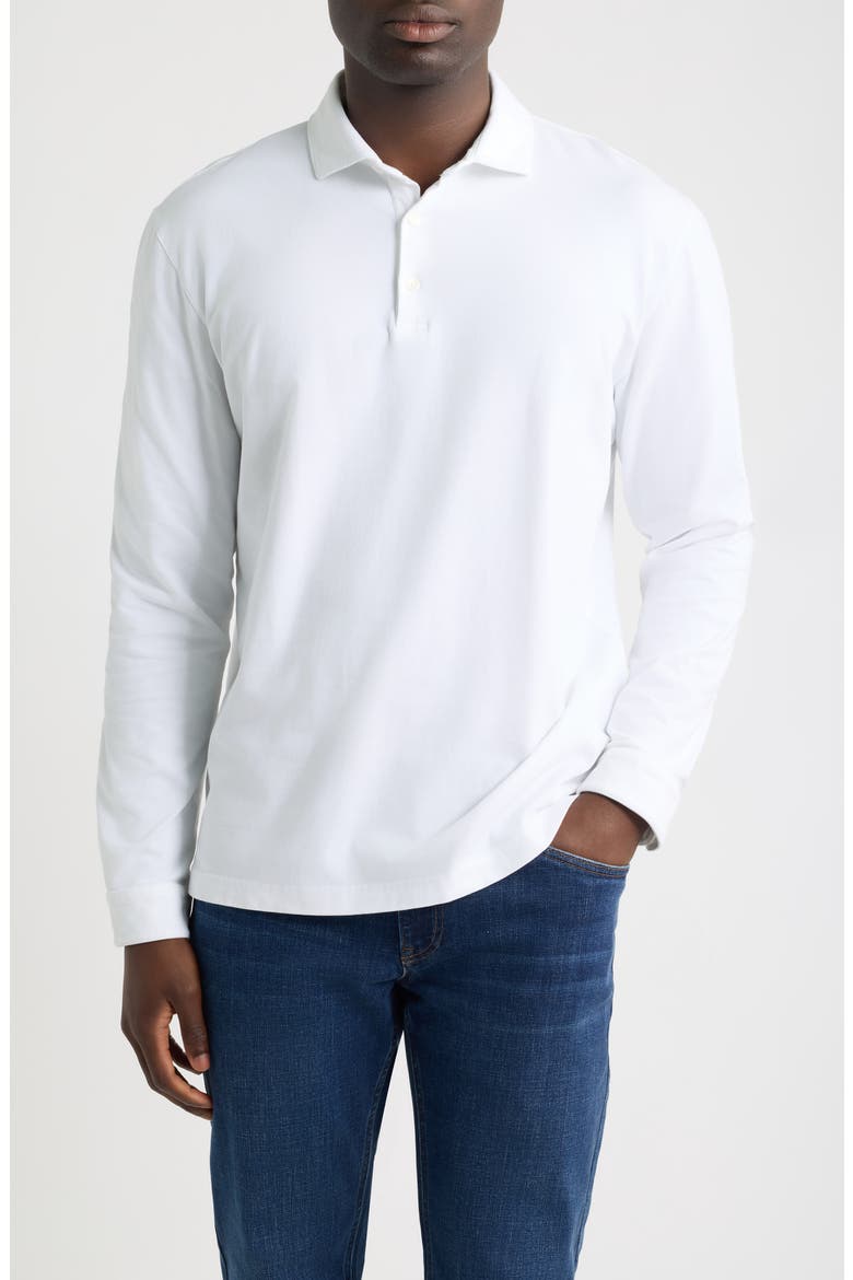 Crown Flex Pima Cotton Long Sleeve Polo, Main, color, WHITE
