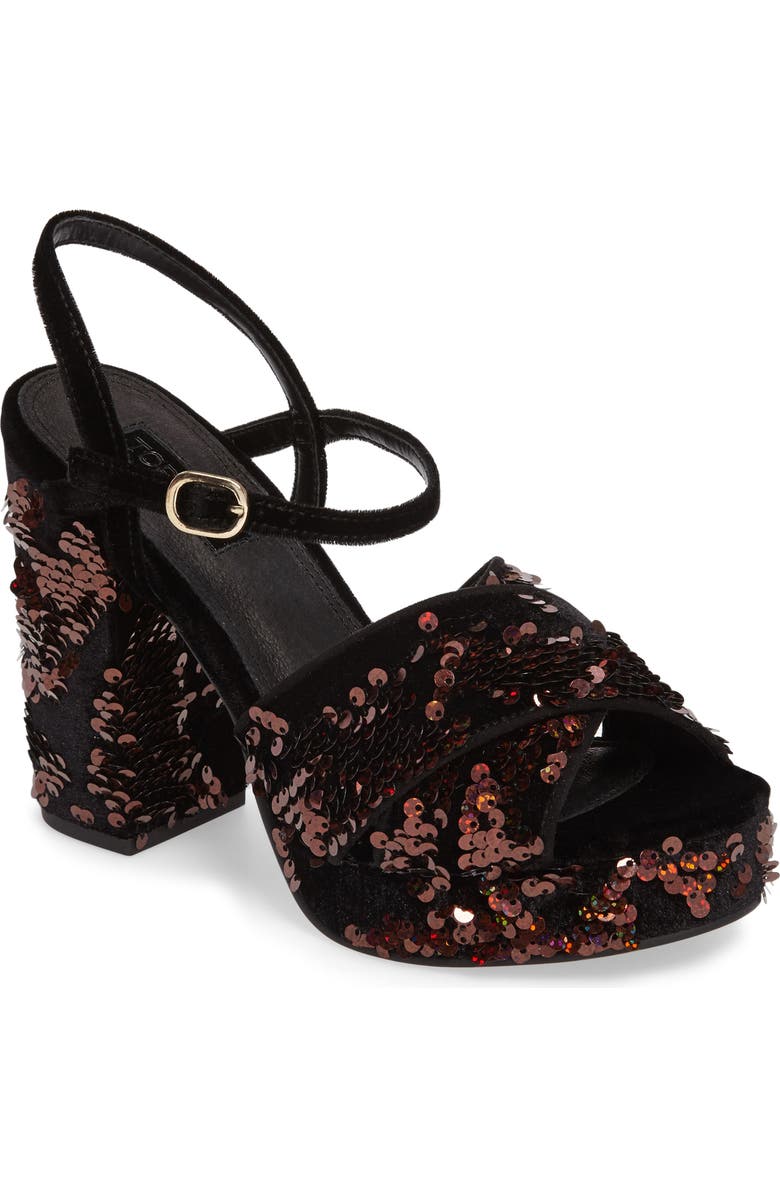 Topshop 'Leona' Print Platform Sandal, Main, color,