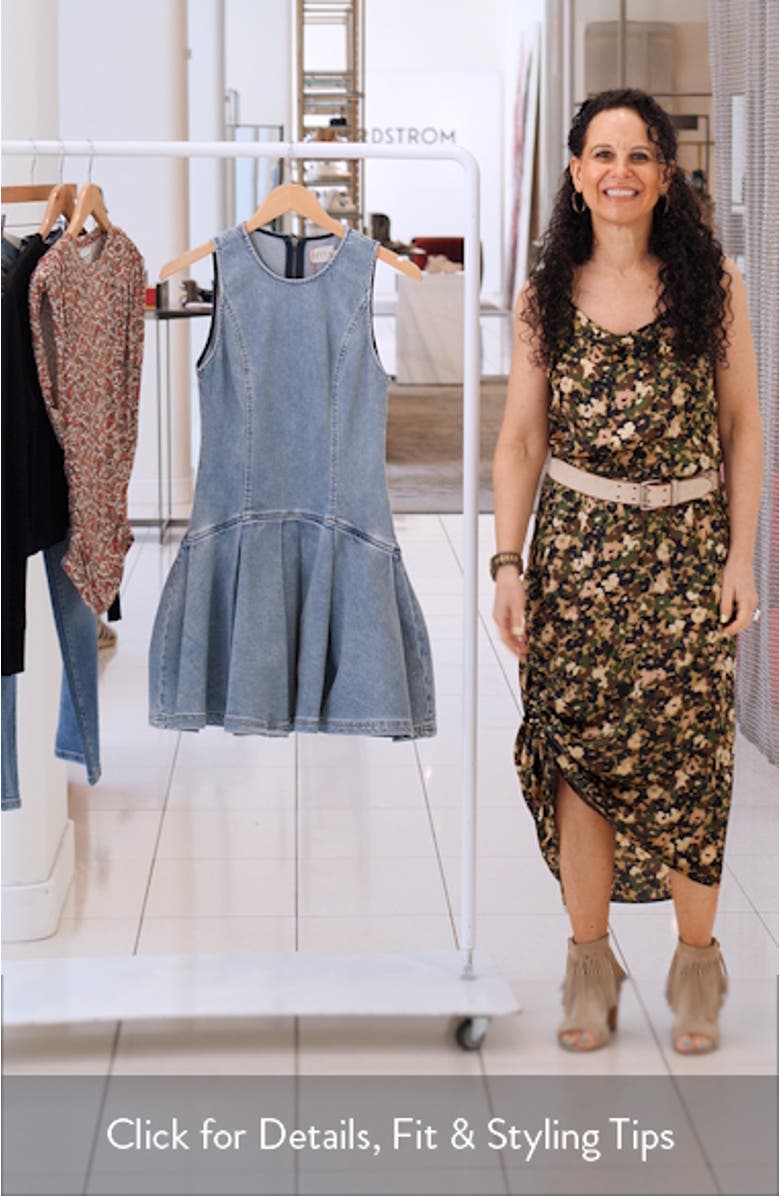 Adley Pleated Drop Waist Denim Minidress, sales video thumbnail