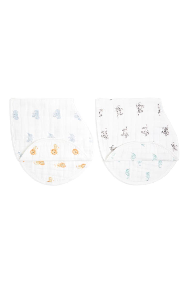 2-Pack Organic Cotton Burpy Bibs, Alternate, color, ANIMAL KINGDOM