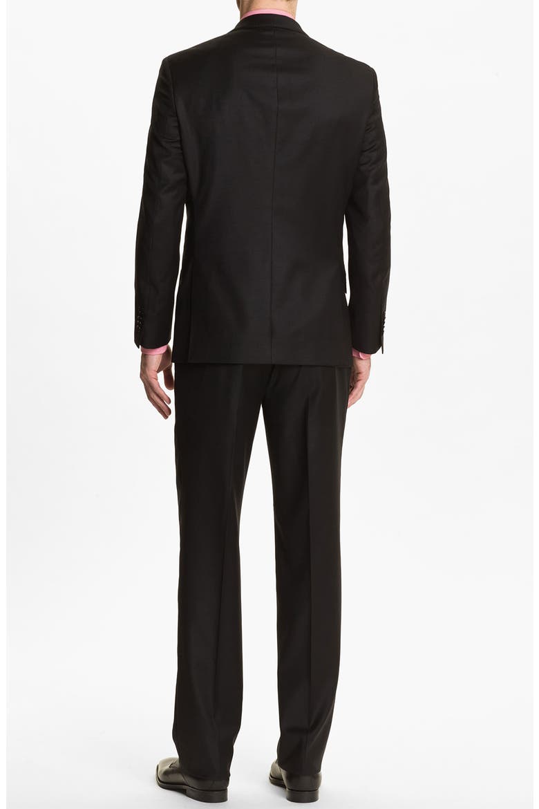 Trim Fit Wool Suit, Alternate, color, SOLID BLACK