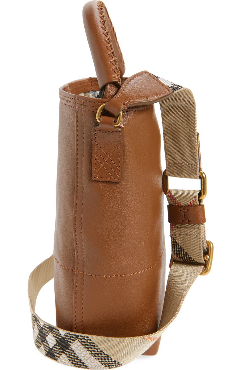 Burberry Mini B Clip Leather Bucket Bag, Alternate, color, Hazel