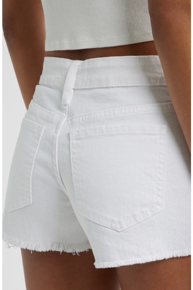 Low Rise Frayed Hem Denim Shorts, Alternate, color, WHITE