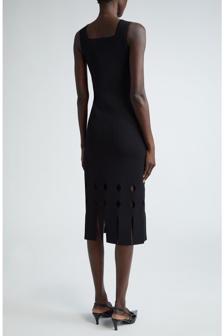 Cutout Fringe Hem Sweater Dress, Alternate, color, BLACK