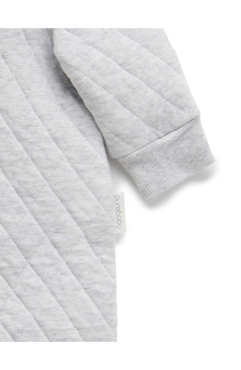 Purebaby Quilted Hooded Coverall Onsie, Alternate, color, Pale Grey Melange