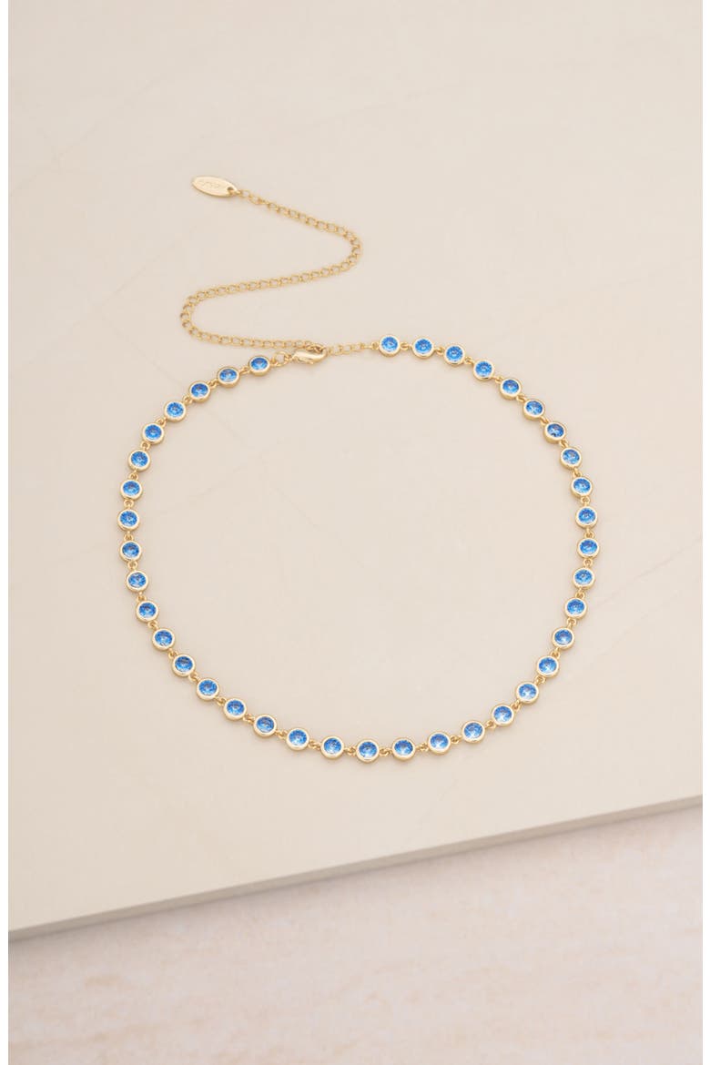 Cubic Zirconia Bezel Necklace, Alternate, color, BLUE