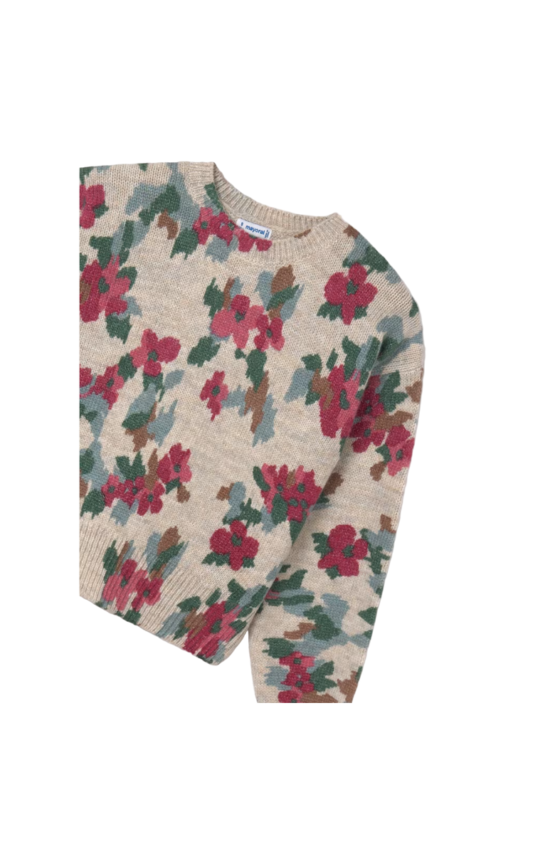 Mayoral Floral Print Sweater, Alternate, color, Beige