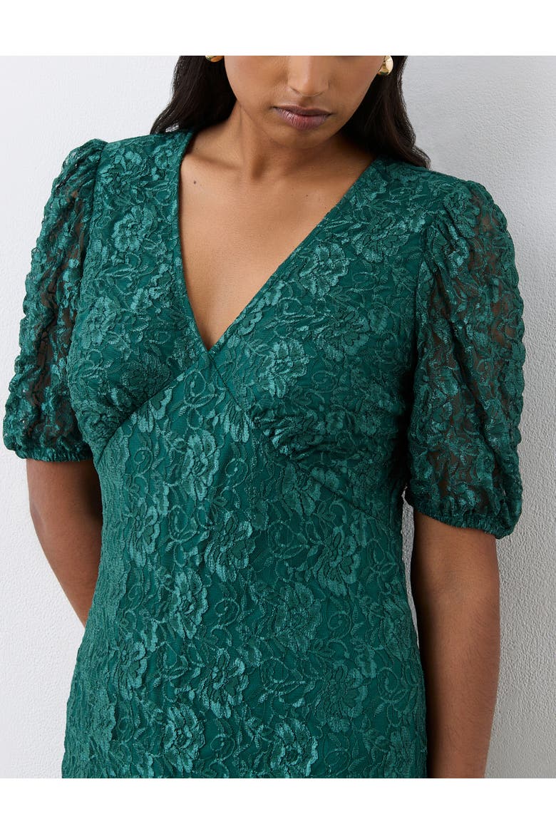 Loretta Short Sleeve Lace Midi Dress, Alternate, color, Green