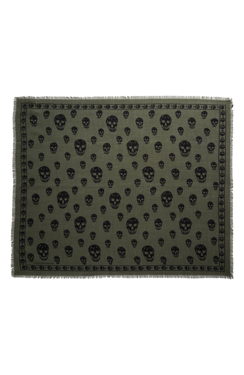 McQueen Skull Print Wool Scarf, Main, color,