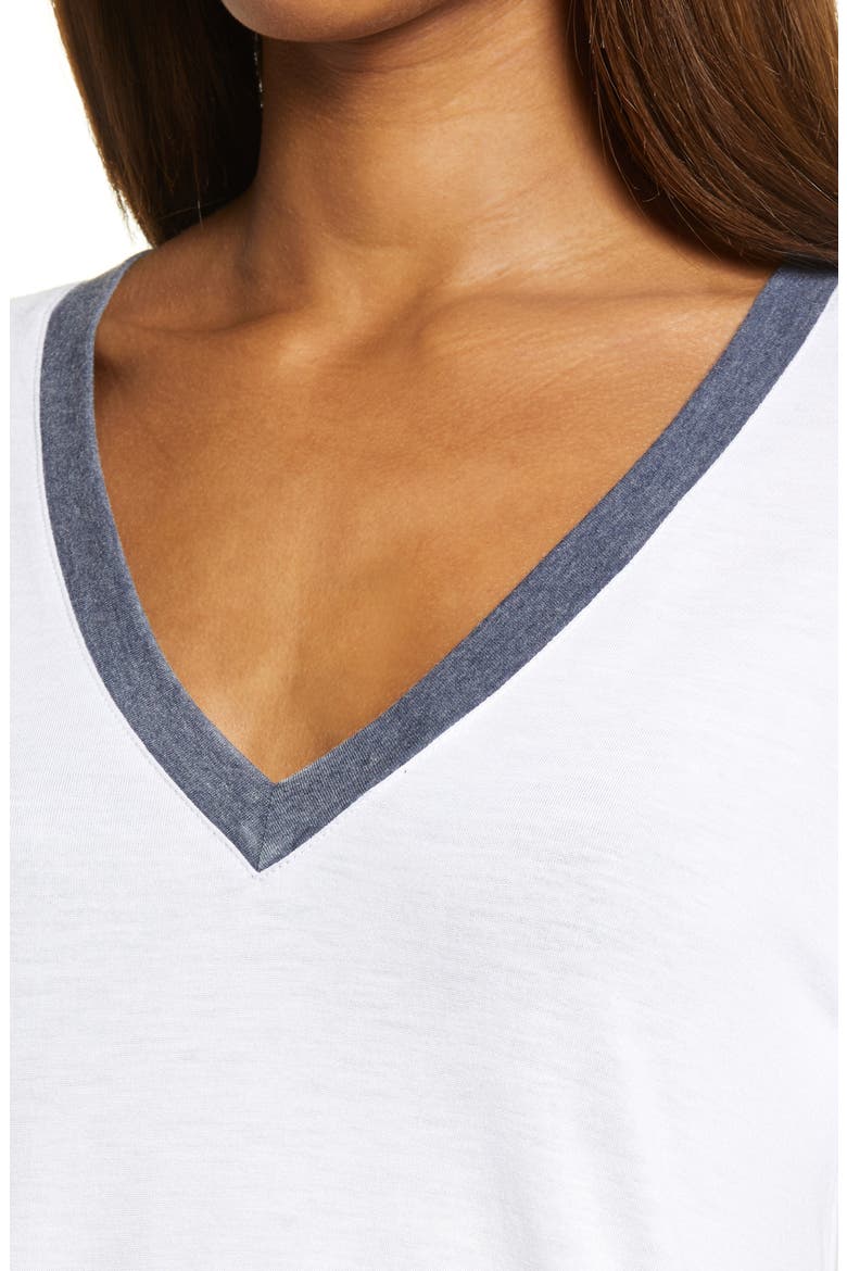 Ringer V-Neck T-Shirt, Alternate, color, WHITE- NAVY COMBO